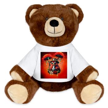 Superbe autruche steampunk colorée. - Nounours RecycelBär® marron - blanc - Devant
