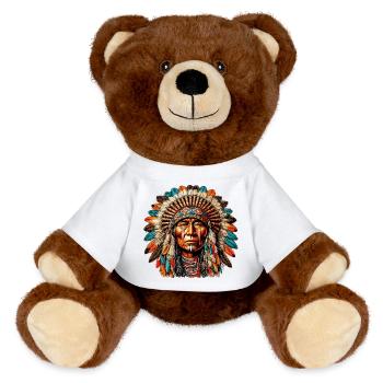 Amérindien Peau rouge d’Amérique - Nounours RecycelBär® marron - blanc - Devant