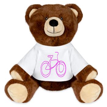 LINE ART BICYCLE PINK MINIMALISM - MiniFeet® RecycelBär® Teddy Bear Brown - white - Front