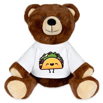 Cheerful Taco Toon - MiniFeet® RecycelBär® Teddy Bear Brown - white - Front