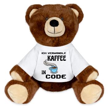 Coden Computerfreak Developer Statement Nerd - MiniFeet® RecycelBär® Teddy Bear Brown - white - Front