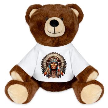 Peau rouge amérindienne américaine - Nounours RecycelBär® marron - blanc - Devant