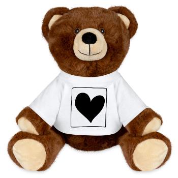 herz quadrat liebe form - MiniFeet® RecycelBär® Braun - Weiß - Vorne