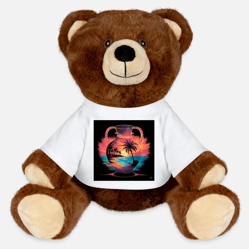 Tropical Sunset Vase - MiniFeet® RecycelBär® Teddy Bear Brown - white