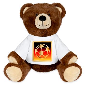 FUßBALL DEUTSCHLAND FAHNE - MiniFeet® RecycelBär® Braun - Weiß - Vorne