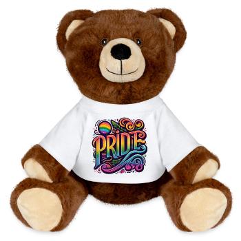 Célébrez l’amour et la diversité avec fierté, LGBTQ+ - Nounours RecycelBär® marron - blanc - Devant
