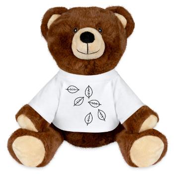 leaf pattern leaves icon shape nature - MiniFeet® RecycelBär® Teddy Bear Brown - white - Front