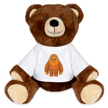 Big Foot Niedliche Maskottchen Zeichentrickfigur Kawaii - MiniFeet® RecycelBär® Braun - Weiß - Vorne