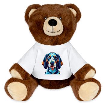 Bluetick Coonhound Hunderasse Karikatur Kawaii - MiniFeet® RecycelBär® Braun - Weiß - Vorne
