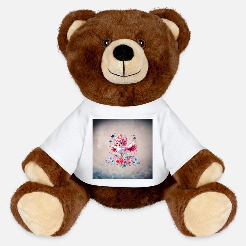 Flamant rose mignon - Nounours RecycelBär® marron - blanc