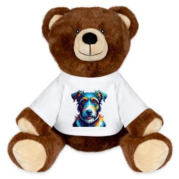Draht Foxterrier Hunderasse Bunte Karikatur Kawaii - MiniFeet® RecycelBär® Braun - Weiß - Vorne