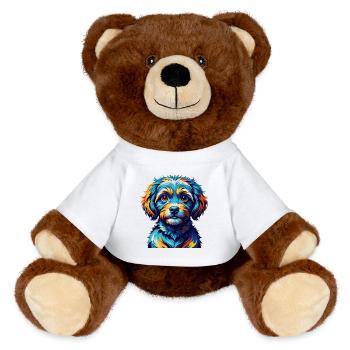 Toy Poodle Dog Breed Colorful Cartoon Kawaii - MiniFeet® RecycelBär® Teddy Bear Brown - white - Front
