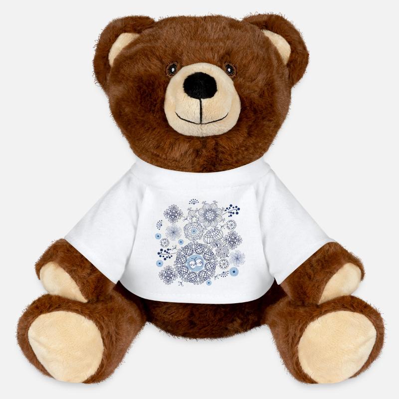 Abstract fireworks pattern in blue and gold - MiniFeet® RecycelBär® Teddy Bear Brown - white