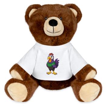 Hen Funny Kawaii Cartoon Character Clipart - MiniFeet® RecycelBär® Teddy Bear Brown - white - Front