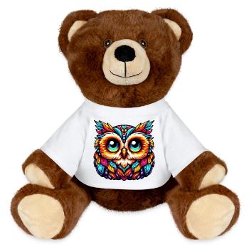 Eule - MiniFeet® RecycelBär® Braun - Weiß - Vorne