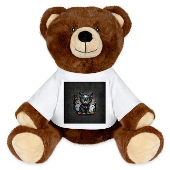 Halloween-Nacht mit Kätzchen und Kürbissen. - MiniFeet® RecycelBär® Braun - Weiß - Vorne