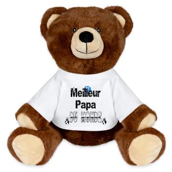 Meilleur Papa du Monde - Nounours RecycelBär® marron - blanc - Devant