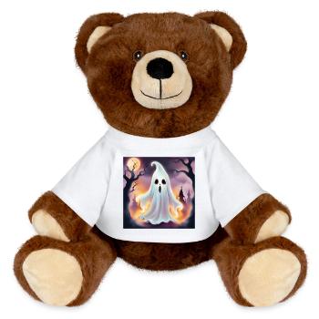 Ghost, Halloween, Scare - MiniFeet® RecycelBär® Teddy Bear Brown - white - Front