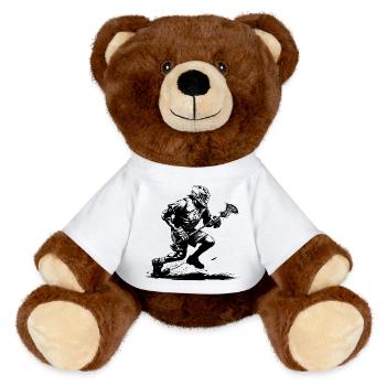 Lacrosse player - MiniFeet® RecycelBär® Teddy Bear Brown - white - Front