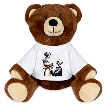 Conception de parodie de squelette de mariage - Nounours RecycelBär® marron - blanc - Devant