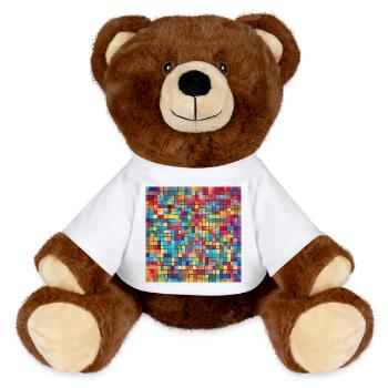 colorful mosaic poster design Mosaik mosaic - MiniFeet® RecycelBär® Teddy Bear Brown - white - Front
