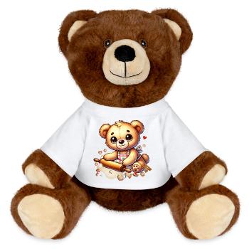 Backender Weihnachts-Teddy – Süße Festtagsfreude - MiniFeet® RecycelBär® Braun - Weiß - Vorne