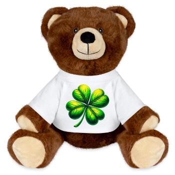 Four-leaf clover - MiniFeet® RecycelBär® Teddy Bear Brown - white - Front