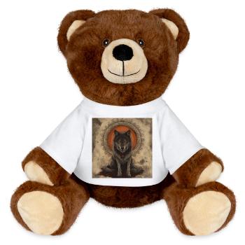 Esotericism Spirituality Mysticism Wolf - MiniFeet® RecycelBär® Teddy Bear Brown - white - Front