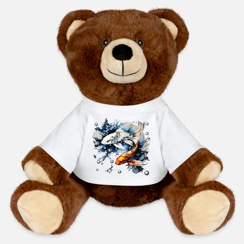 Koifishes and bubbles - MiniFeet® RecycelBär® Teddy Bear Brown - white