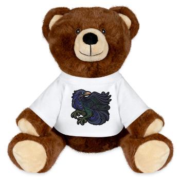 Stammes-Raben-Kunst - MiniFeet® RecycelBär® Braun - Weiß - Vorne