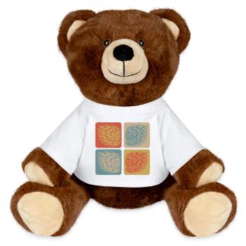 Flaming Skull – Biker & Rocker Style - MiniFeet® RecycelBär® Teddy Bear Brown - white - Front