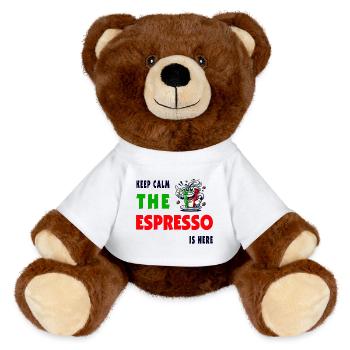 Espresso Italien / Kaffee Design - MiniFeet® RecycelBär® Braun - Weiß - Vorne