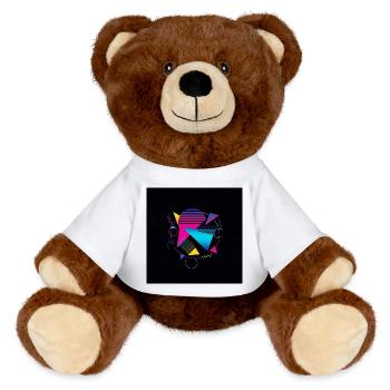 80s Vibes - Retro Revival - MiniFeet® RecycelBär® Teddy Bear Brown - white - Front