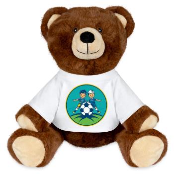 Football F-Youth - MiniFeet® RecycelBär® Teddy Bear Brown - white - Front