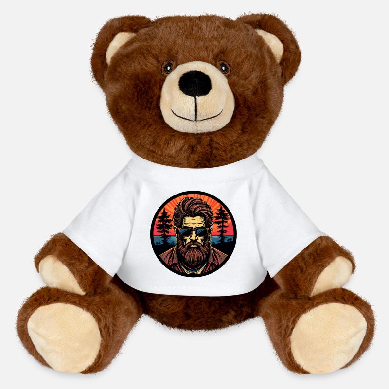 Beard Man - MiniFeet® RecycelBär® Teddy Bear Brown - white