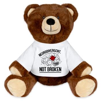 Neurodivergent Not Broken – Strong Mind Statement - MiniFeet® RecycelBär® Teddy Bear Brown - white - Front