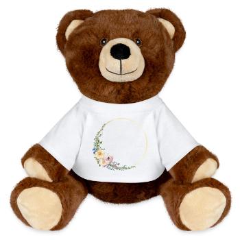 Colorful Floral Wreath, Personalizable - MiniFeet® RecycelBär® Teddy Bear Brown - white - Front
