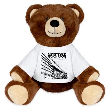Vue sur le stade de Rostock - Nounours RecycelBär® marron - blanc - Devant