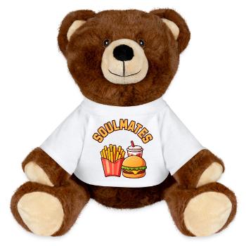 Soulmates Burger Fries Soda - MiniFeet® RecycelBär® Teddy Bear Brown - white - Front