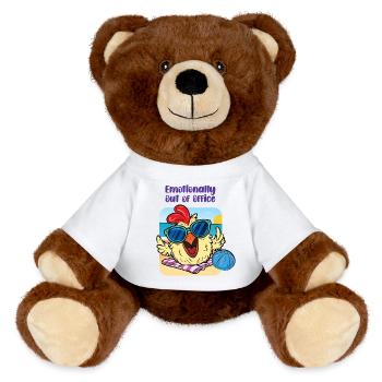 Huhn am Strand – Mental abwesend - MiniFeet® RecycelBär® Braun - Weiß - Vorne