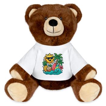 Sonnenstrand Paradies Surf Design - MiniFeet® RecycelBär® Braun - Weiß - Vorne