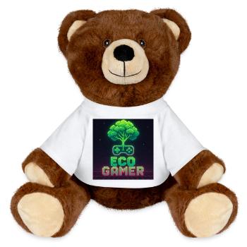 EcoGracz Gaming Pixel Art Design - MiniFeet® RecycelBär® Braun - Weiß - Vorne