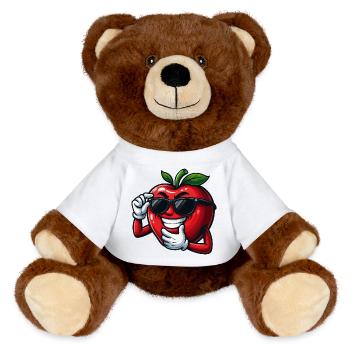 Cool cartoon tomato with sunglasses vegetable fun - MiniFeet® RecycelBär® Teddy Bear Brown - white - Front