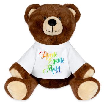 Rainbow Liberté Égalité Fraternité - Nounours RecycelBär® marron - blanc - Devant