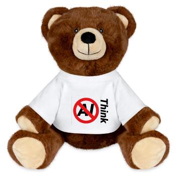 Illustration de texte interdite minimaliste - Nounours RecycelBär® marron - blanc - Devant