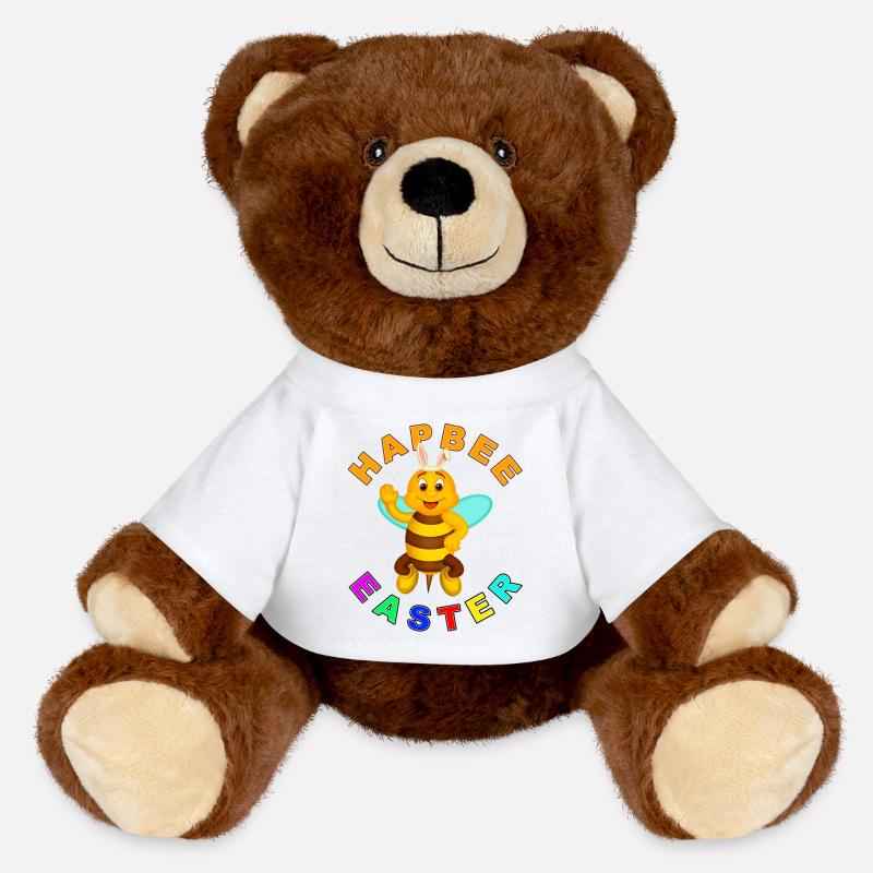 HAPBEE Ostern mit Text - MiniFeet® RecycelBär® Braun - Weiß