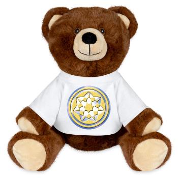 Geometric Crop Circle Pattern - MiniFeet® RecycelBär® Teddy Bear Brown - white - Front