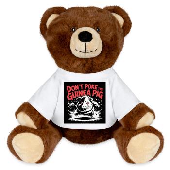 Evil guinea pig with bite saying design - MiniFeet® RecycelBär® Teddy Bear Brown - white - Front