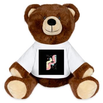 Weibliche Abstraktion Auf Schwarzem Hintergrund - MiniFeet® RecycelBär® Braun - Weiß - Vorne