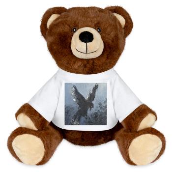 Oiseau noir majestueux Rvaen Sagesse en vol - Nounours RecycelBär® marron - blanc - Devant